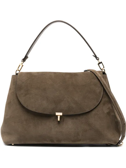 TOTEME T-lock suede satchel dark taupe Brown 261WAL0096LE0004356