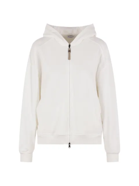 Brunello Cucinelli zip-up cotton hoodie White MN05NHF406C7220