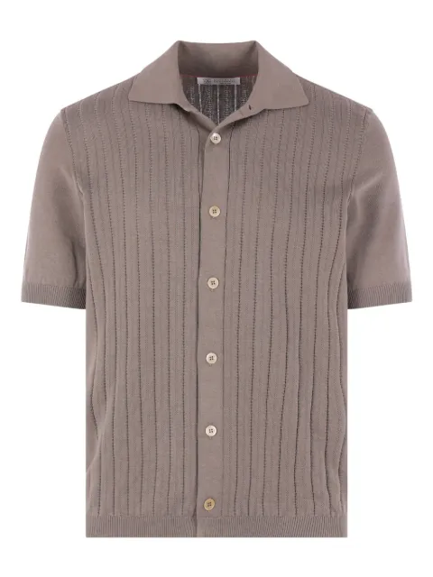 Brunello Cucinelli ribbed buttoned shirt Brown M29204006C7942