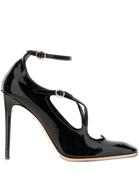 A.Bocca 90mm T-strap leather pumps Black AB2733