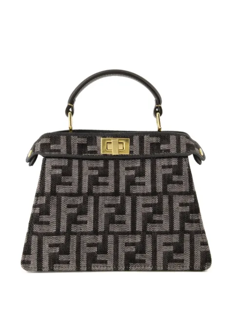 FENDI Peekaboo denim tote bag Black 8BN335AYB7