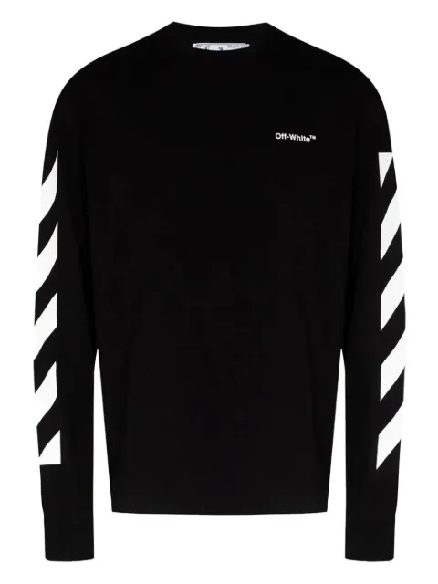 Off-White diagonal-stripes logo sweatshirt Black HKAJ799W