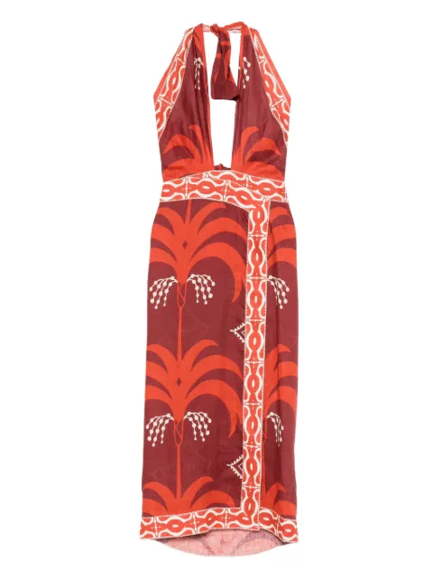 Johanna Ortiz Buen Viento printed halterneck dress Red PT03430
