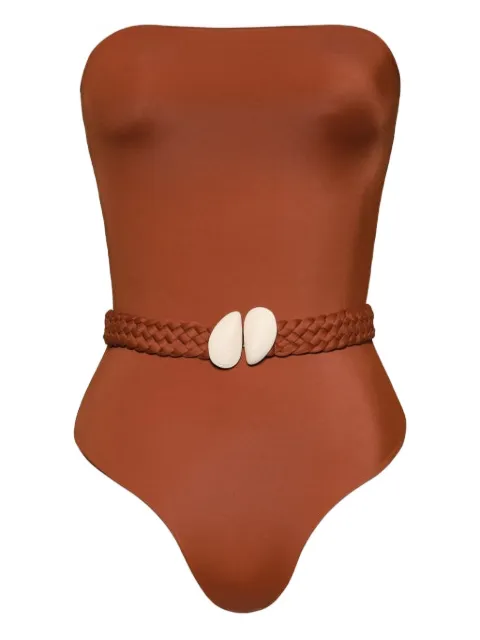 Johanna Ortiz The Classic braided-belt swimsuit Brown PT03444