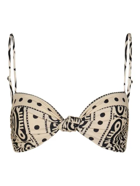 Johanna Ortiz Bandana Marina printed knot-detail bikini top Neutrals PT03494
