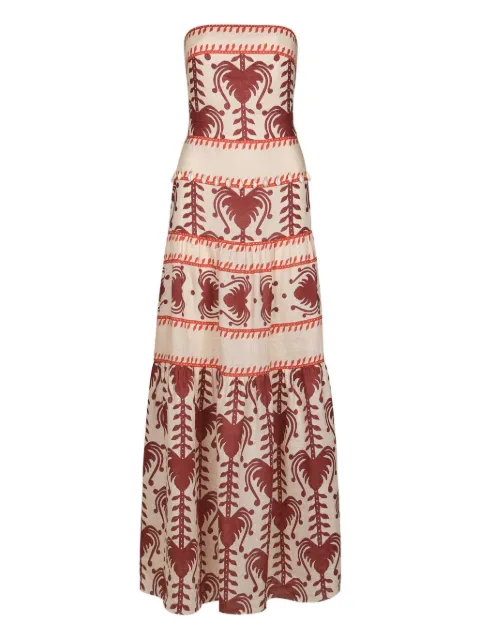 Johanna Ortiz Another Chance tiered printed dress Neutrals PT03394
