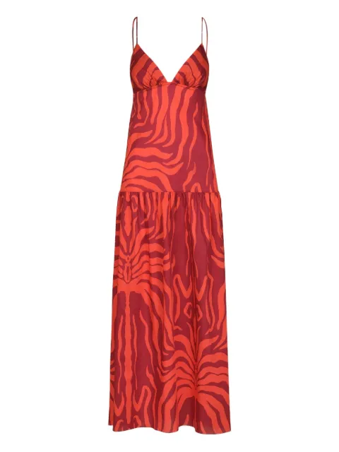 Johanna Ortiz Zea Palm zebra-print dress Red PT03421