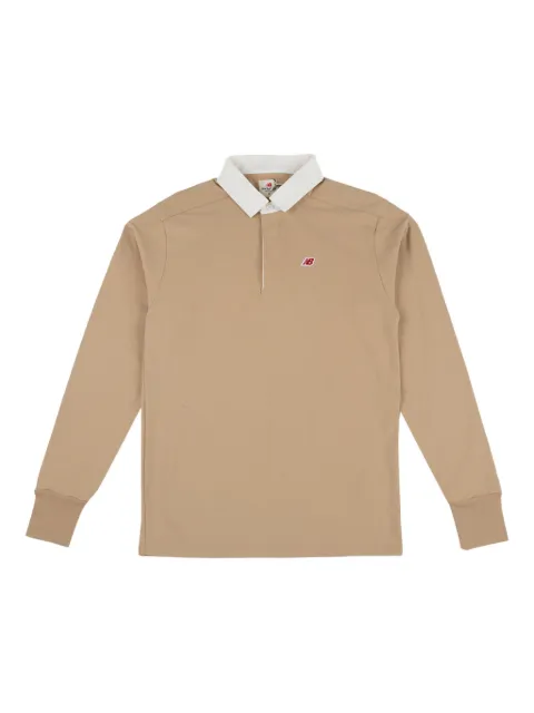 New Balance ribbed cuffs cotton polo shirt Brown MT33545INC