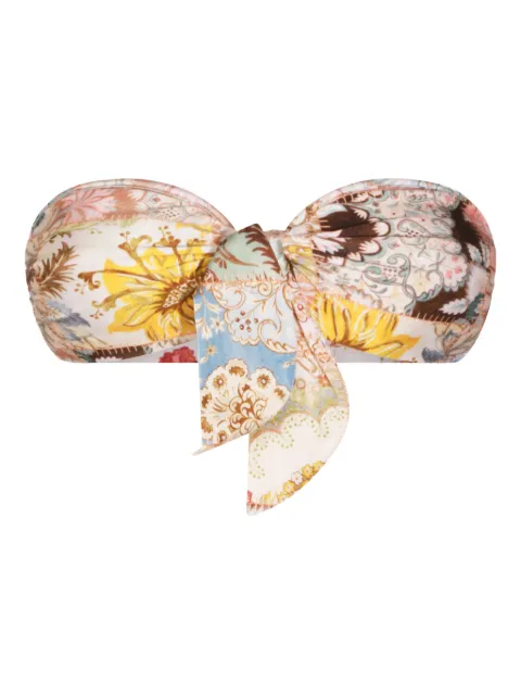 ZIMMERMANN patchwork-print bikini top Neutrals 6972WRS263