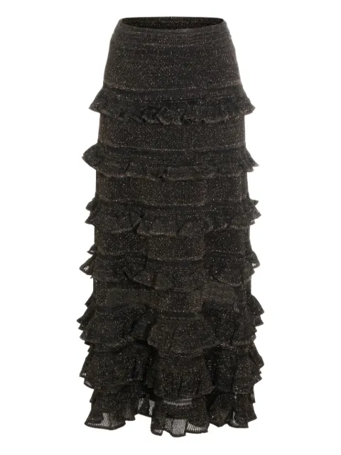 ZIMMERMANN midi ruffled tiers skirt Black 7314SC261