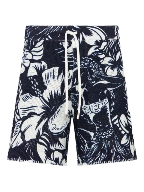 DSQUARED2 dancing fowers knit shorts Blue S71KB0775D13211