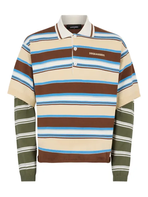 DSQUARED2 striped long sleeves polo Neutrals S74HA1595D13190