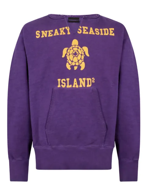 DSQUARED2 vintage dyed long & lean fit crewneck Purple S74GU0940D25028