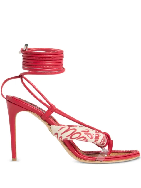 DSQUARED2 Rebel Hibiscus heeled sandals Red HSW028218908786
