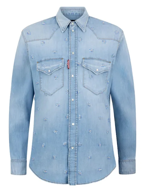 DSQUARED2 super light wash canadian western shirt Blue S74DM1014S30341