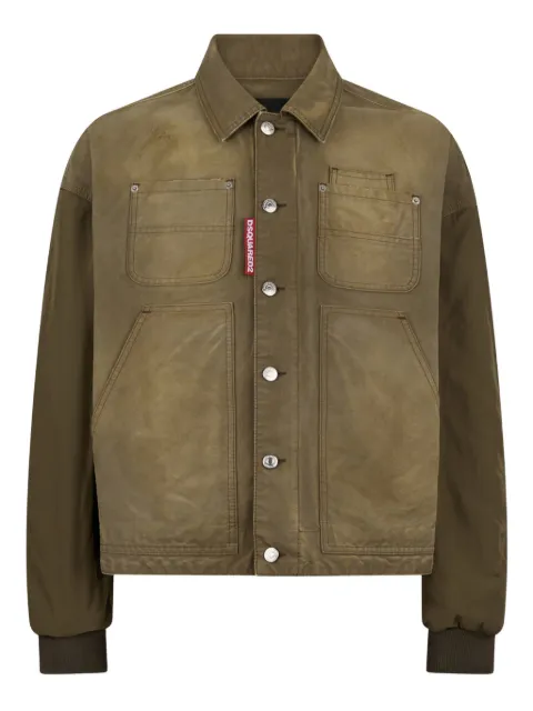 DSQUARED2 polo-collar long-sleeve jacket Green S74AM1696D35106