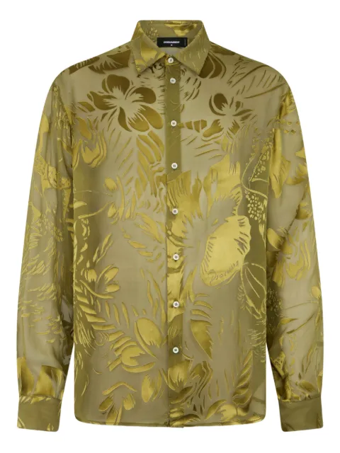 DSQUARED2 Dancing Flowers sheer shirt Green S71DM0823D35482