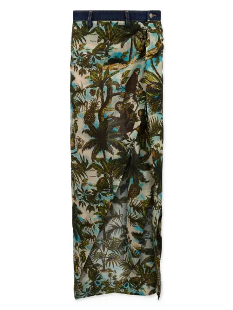 DSQUARED2 monkey business long denim skirt Green S75MA1016D35462