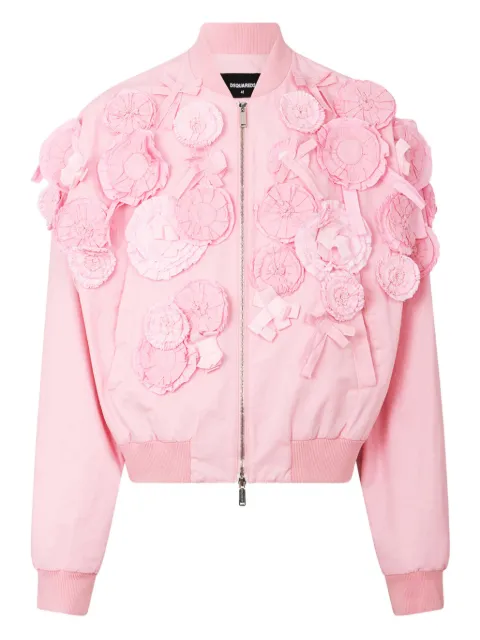 DSQUARED2 floral-appliqué bomber jacket Pink S71AN0673D35308