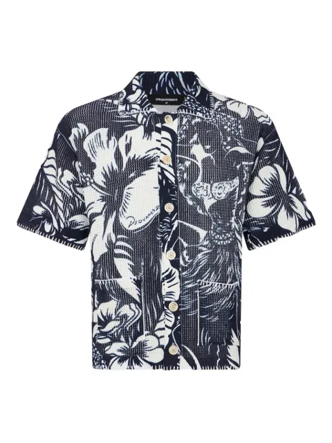 DSQUARED2 Dancing Flowers short-sleeves polo Blue S71HA1408D13211