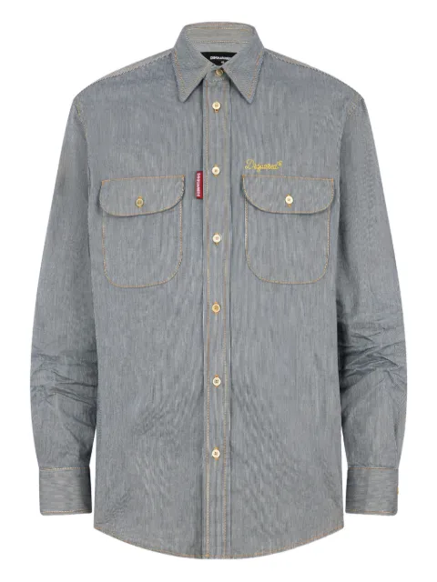 DSQUARED2 striped denim canadian shirt Grey S74DM1020D30028