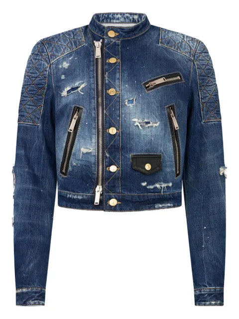 DSQUARED2 medium broken biker jeans jacket Blue S72AM1135D30011