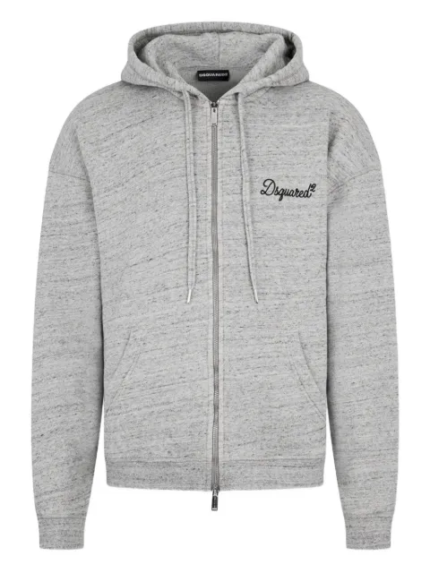 DSQUARED2 zip-fastening logo-embroidered hoodie Grey S74HG0184D25026