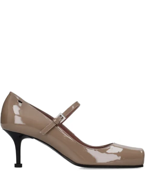 Premiata 65mm strap-detailed square-toe heeled pumps Brown M7200PIUMATAUPECARL