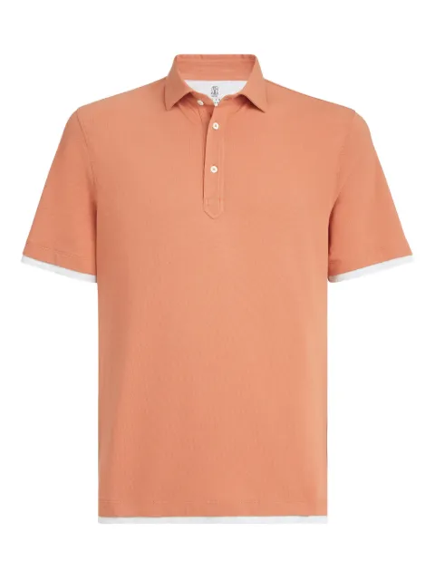 Brunello Cucinelli button-fastening short-sleeve polo shirt Orange ME8543966CBG36