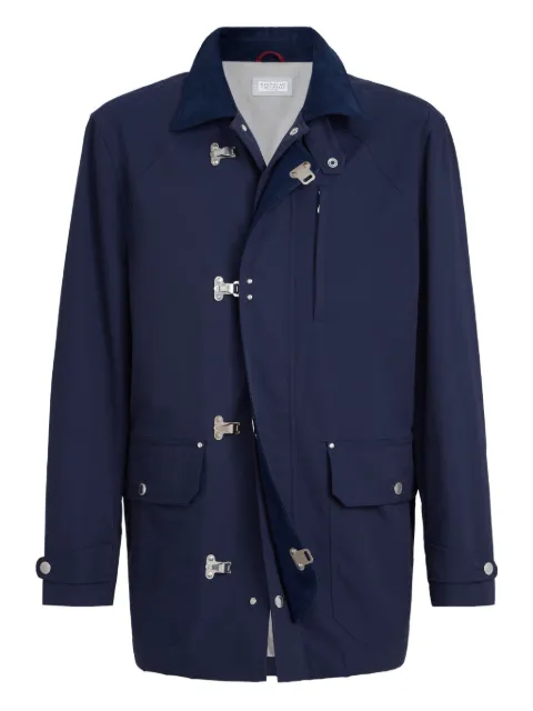 Brunello Cucinelli hook fastening cotton outerwear jacket Blue MY4196575CCG52