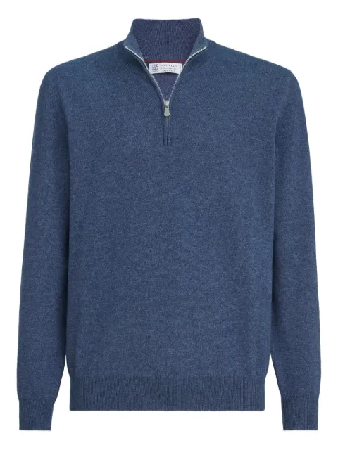 Brunello Cucinelli half-zip cashmere sweater Blue M2200124CZQ30