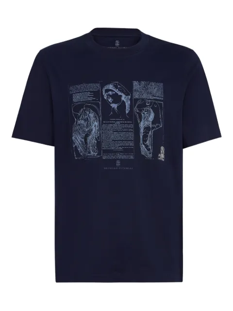 Brunello Cucinelli crew-neck graphic-print T-shirt Blue M0B138517CLI32
