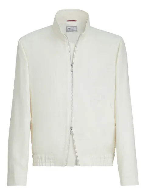 Brunello Cucinelli stand-collar hopsack jacket White MZ4036580C054