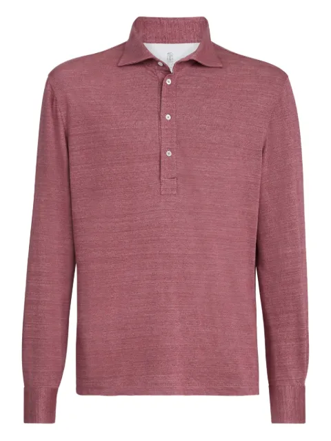 Brunello Cucinelli long-sleeved polo shirt Red MR8273914C695