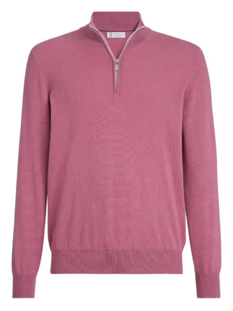 Brunello Cucinelli half-zip cashmere sweater Pink M2200124CRZ64