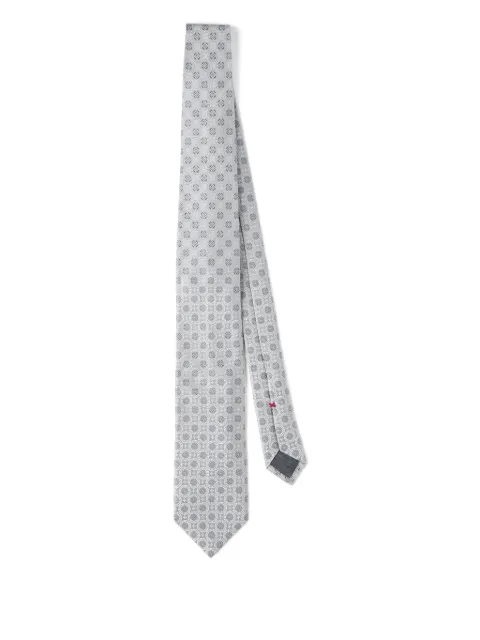 Brunello Cucinelli geometric-patterned silk tie Grey MR8360018C001