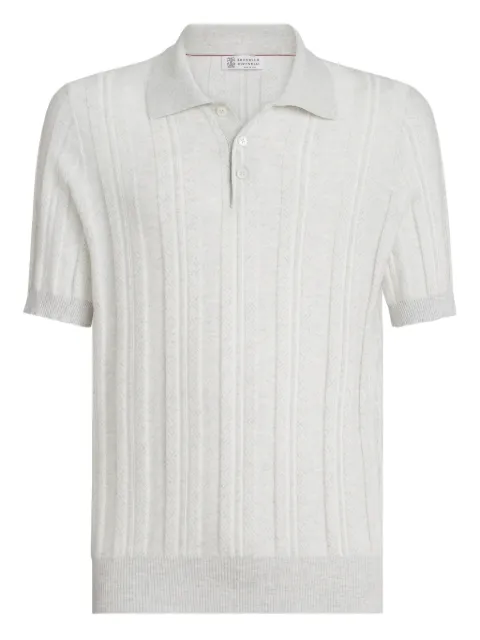 Brunello Cucinelli ribbed knit polo shirt Grey M29806305CI807