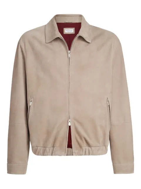 Brunello Cucinelli zip-fastening suede jacket Neutrals MPCAO2071CZT85
