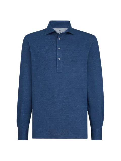 Brunello Cucinelli long-sleeve polo shirt Blue MR8273914C005