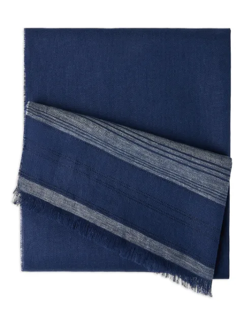 Brunello Cucinelli embroidered-detail linen scarf Blue MSC696AGCZV72