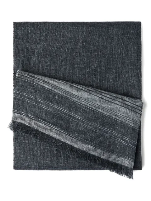 Brunello Cucinelli embroidered-detail striped linen scarf Grey MSC696AGC039