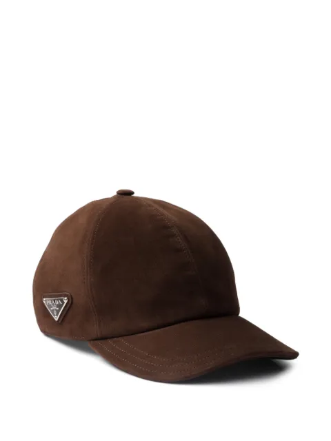 Prada triangle-logo suede baseball cap Brown 2HC274008