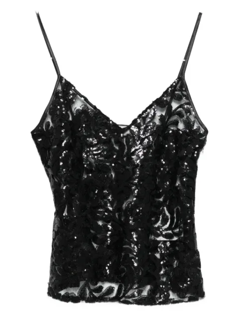 Golden Goose top in tulle with floral pattern in sequins Black GWP02661P002320