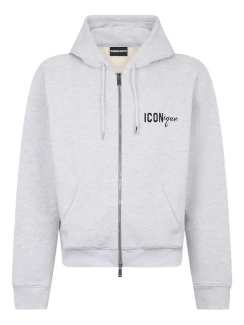 DSQUARED2 ICONnique boyfriend fit zipped hoodie Grey S78HG0029D25032