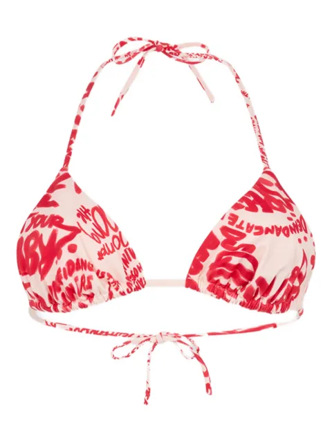 DSQUARED2 Rebel Hibiscus triangle bikini top White D6BX65350ISA01
