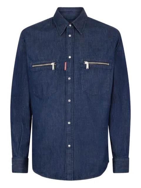 DSQUARED2 wet and dry denim biker shirt Blue S74DM1009D30029