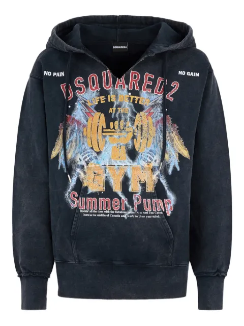 DSQUARED2 Rock wash long & lean fit hoodie Black S74GU0942D25028