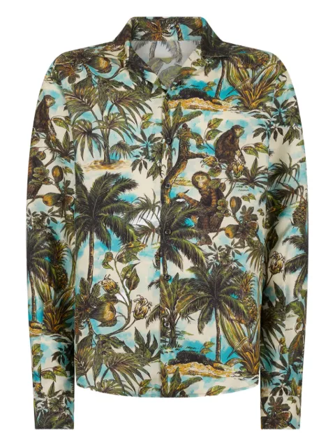 DSQUARED2 Monkey print notch collar shirt Neutrals S74DM1000D35461