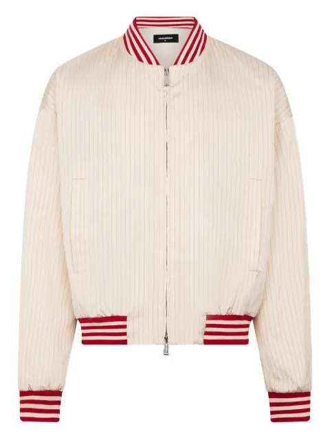 DSQUARED2 Baseball 80's pinstriped bomber jacket Neutrals S71AN0665D35478
