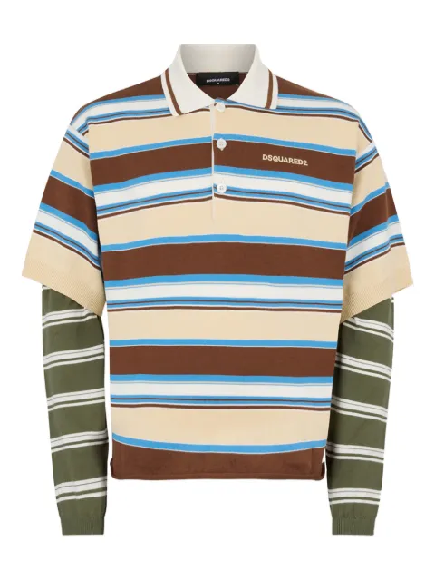 DSQUARED2 striped long-sleeves knit polo Neutrals S75HA1411D13190